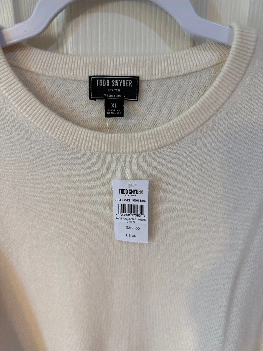 Todd Snyder Bisque Cashmere Crewneck Sweater - XL Box50. SEE PICTURES